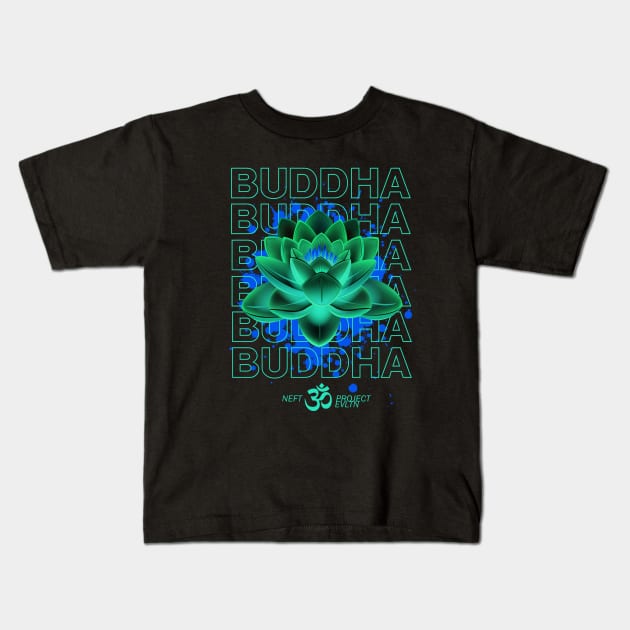 Buddha Lotus Green Acid Kids T-Shirt by NEFT PROJECT